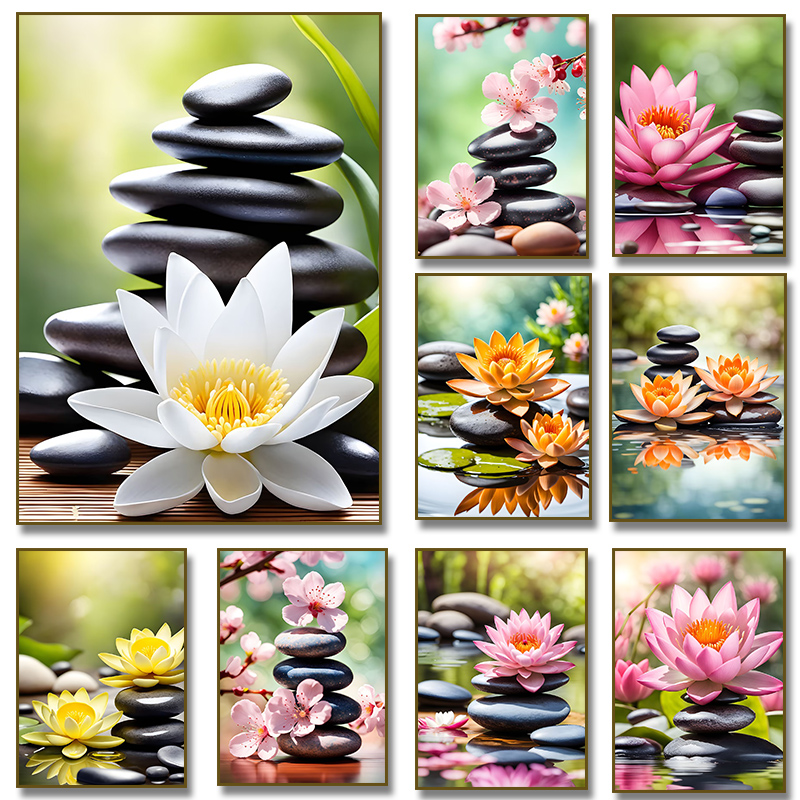 Yoga Fitness Photos - Spa Zen fleur de cerisier pierre