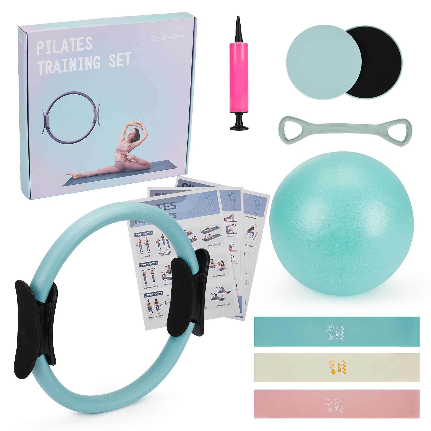 Yoga Fitness Bar - Ensemble d'entraînement Pilates, Anneau Pilates 6-en-1,