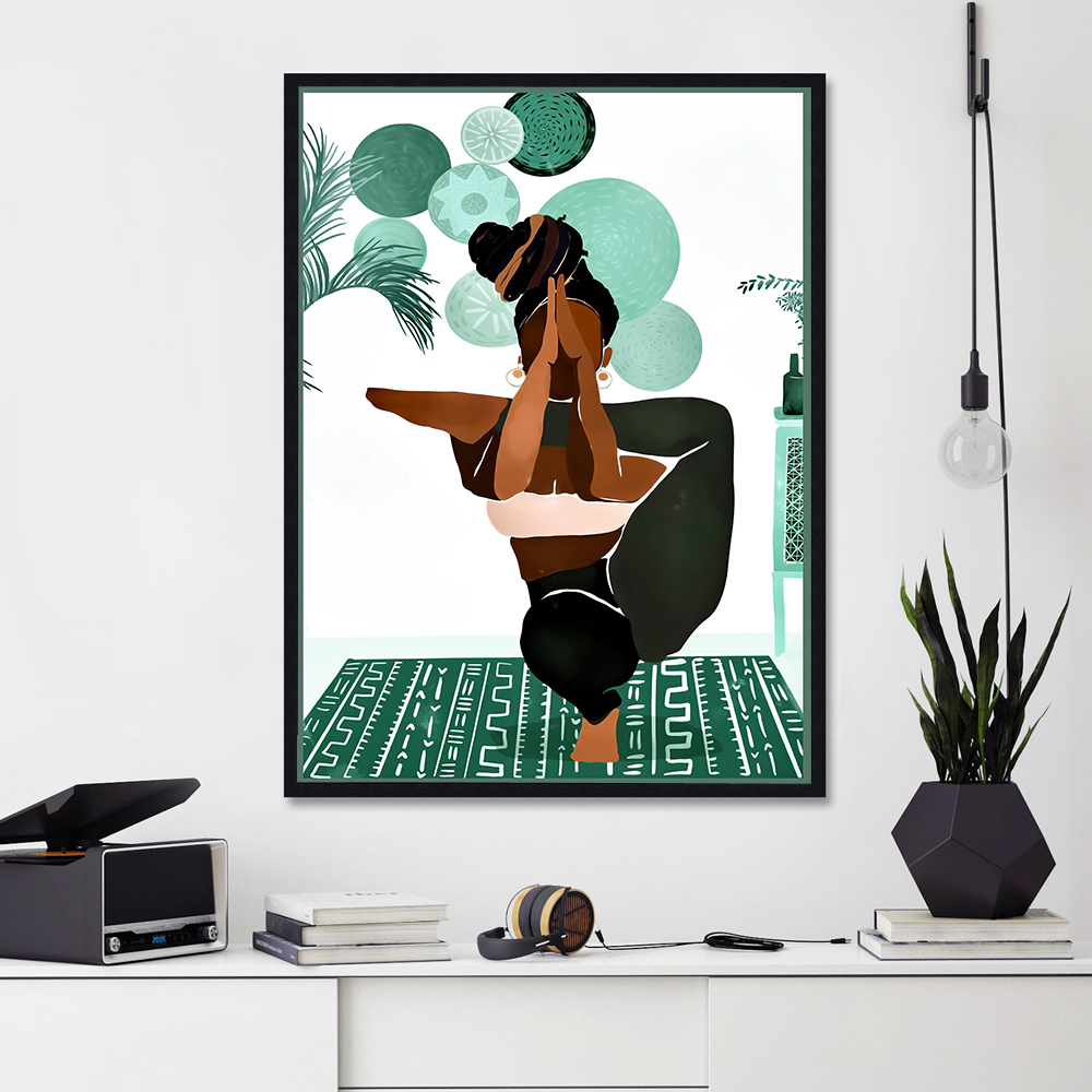 Femme noire Yoga Pose mur Art  - Yoga Fitness Photos avis et prix